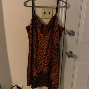 Dex Leopard Slip Cowl Neck Dress (NWOT)